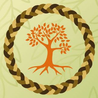 Sustainability honors cord logo: a tree surrounded by a cord circle on a light green background